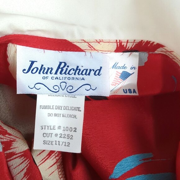 Vintage John Richard Red Dress 6 Small Floral Midi - Picture 8 of 10